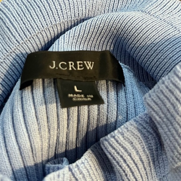 J. CREW $168 BLUE SUPERSCULPT RUFFLE NECK SWEATER MINI DRESS SIZE LARGE - Picture 7 of 12
